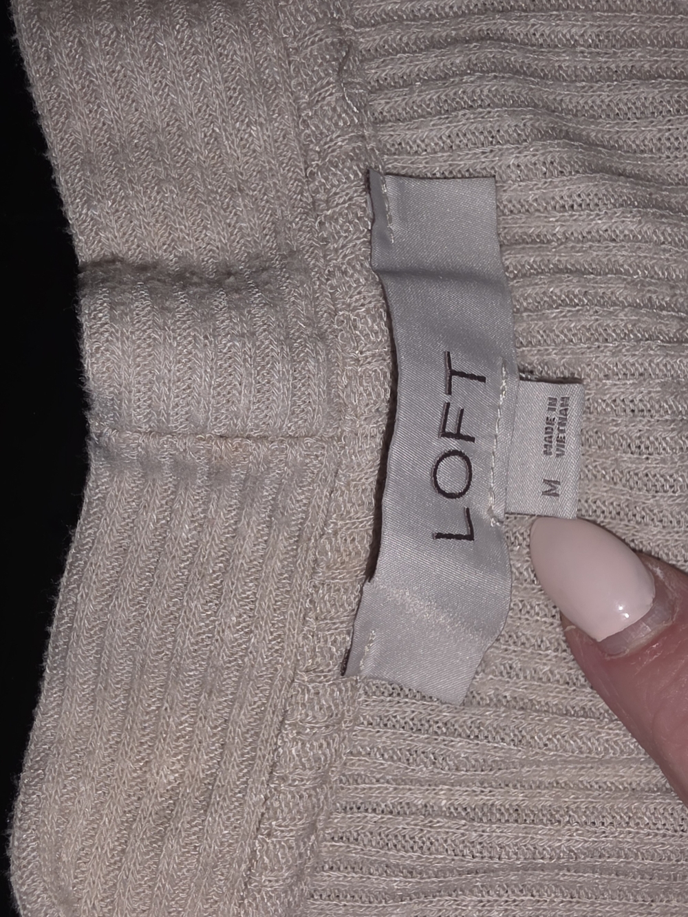 LOFT Cream Ribbed Button-Front Cardigan - Picture 9 of 10